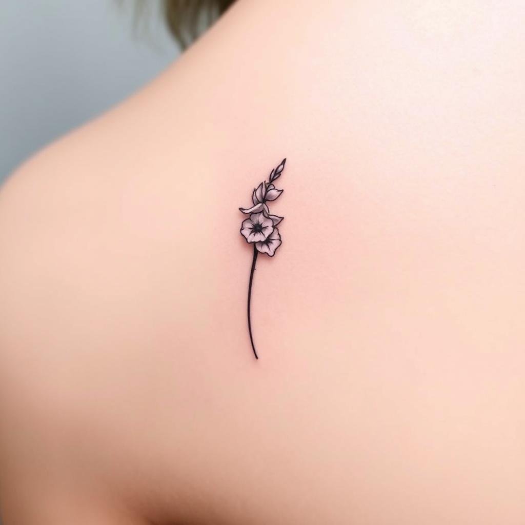 Minimalist Delphinium Tattoo Design