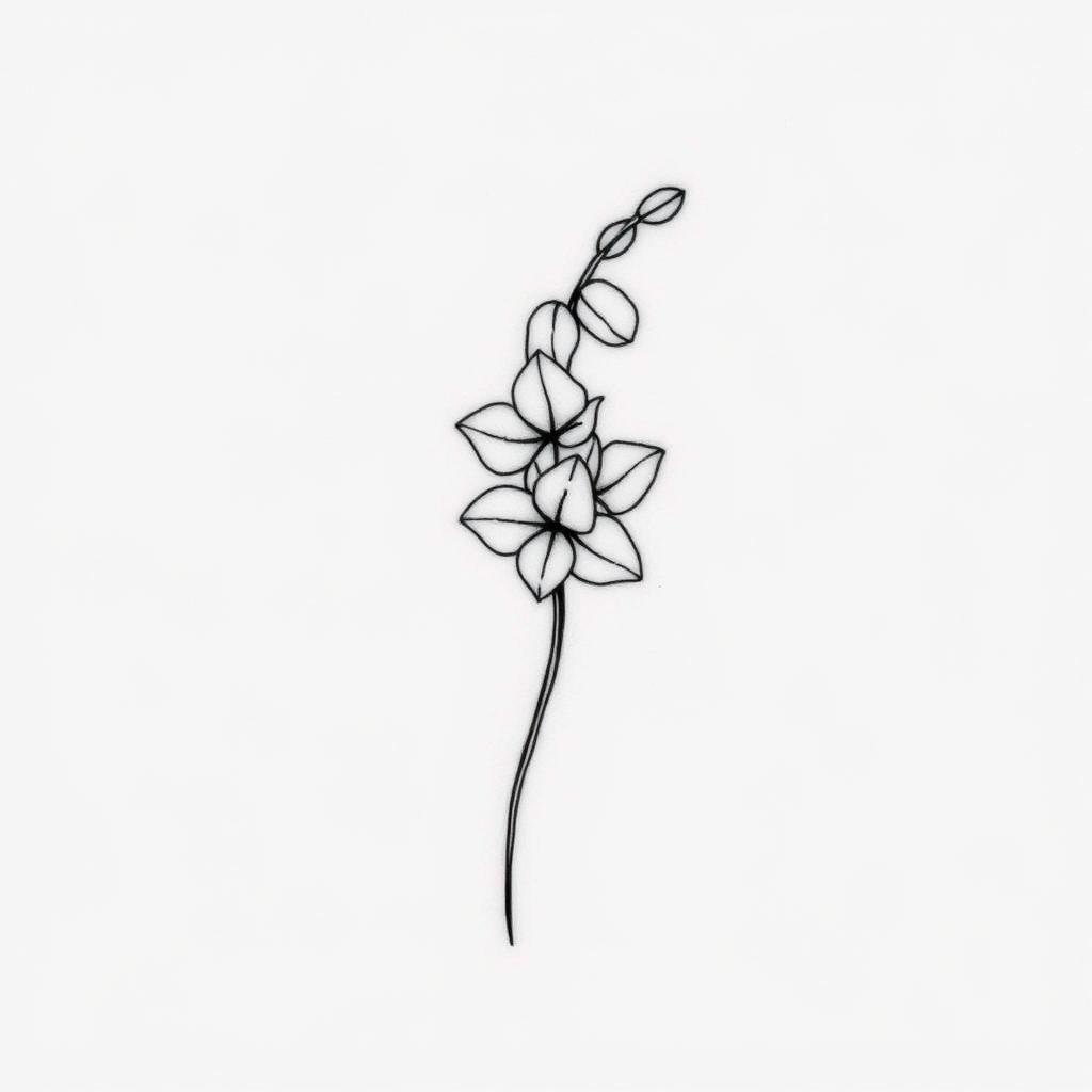 Minimalist Delphinium Tattoo Ideas for July 3
