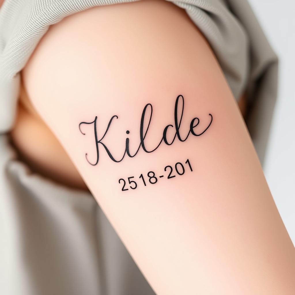 Name with Birth dates tattoo