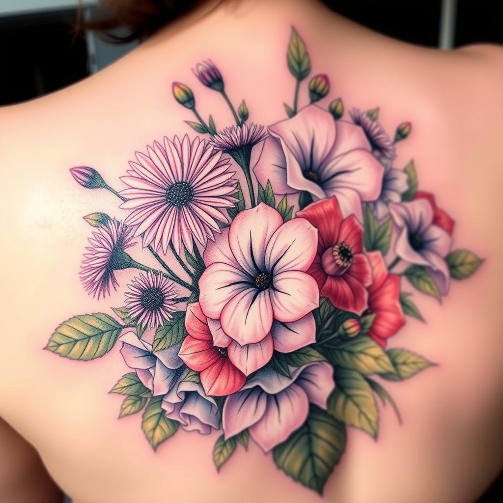 September birth flower bouquet tattoo design September birth flower bouquet tattoo design