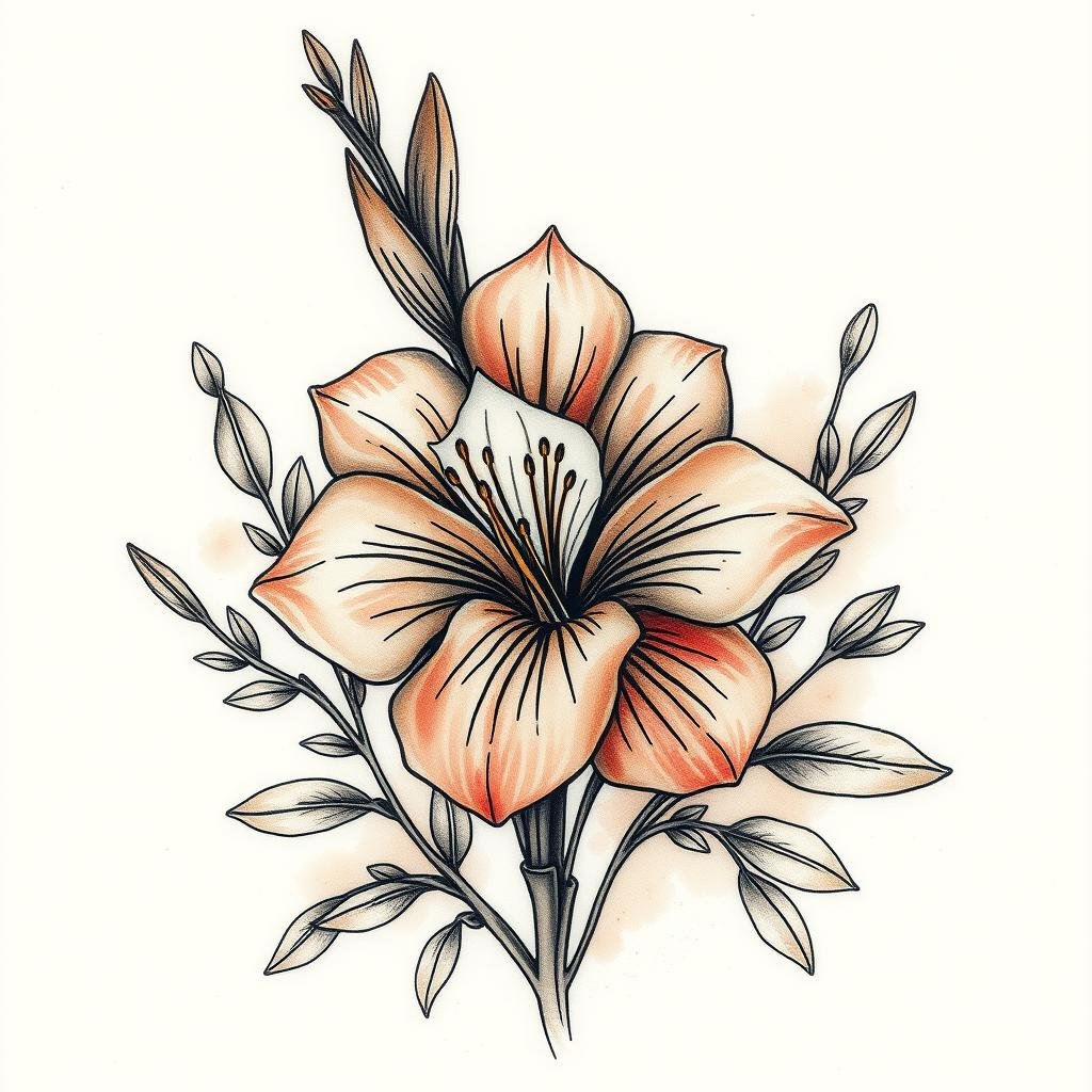 Traditional August Birth Flower Tattoo Designs