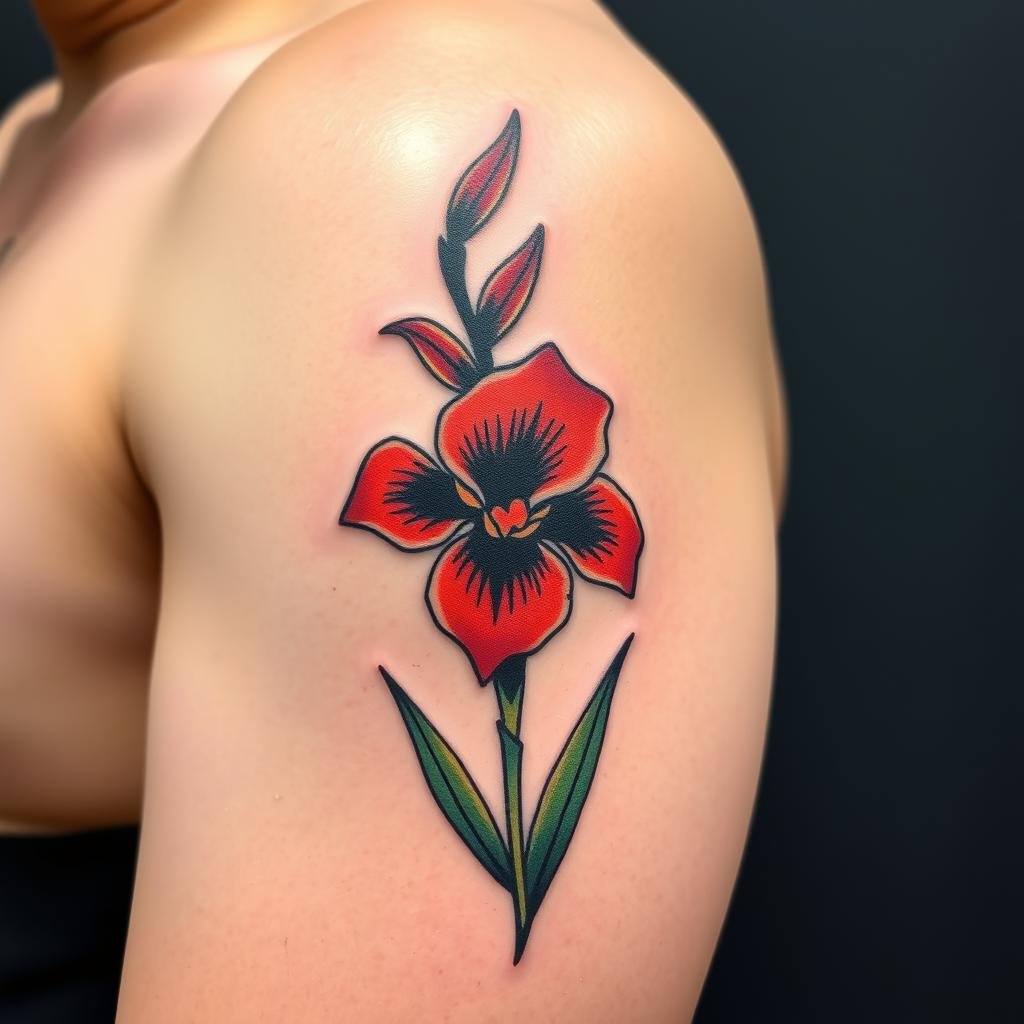 Traditional Style August Birth Flower Tattoo 2