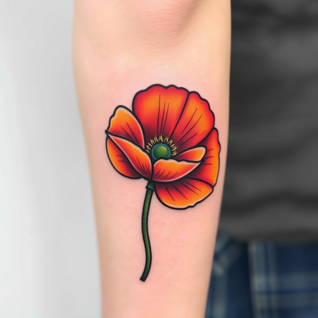 Traditional Style August Birth Flower Tattoo 3