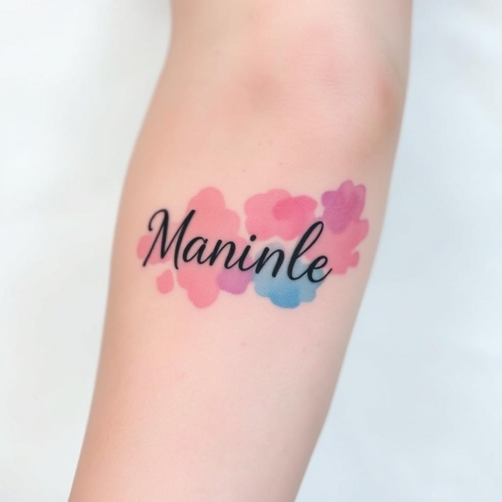 Watercolor name tattoo