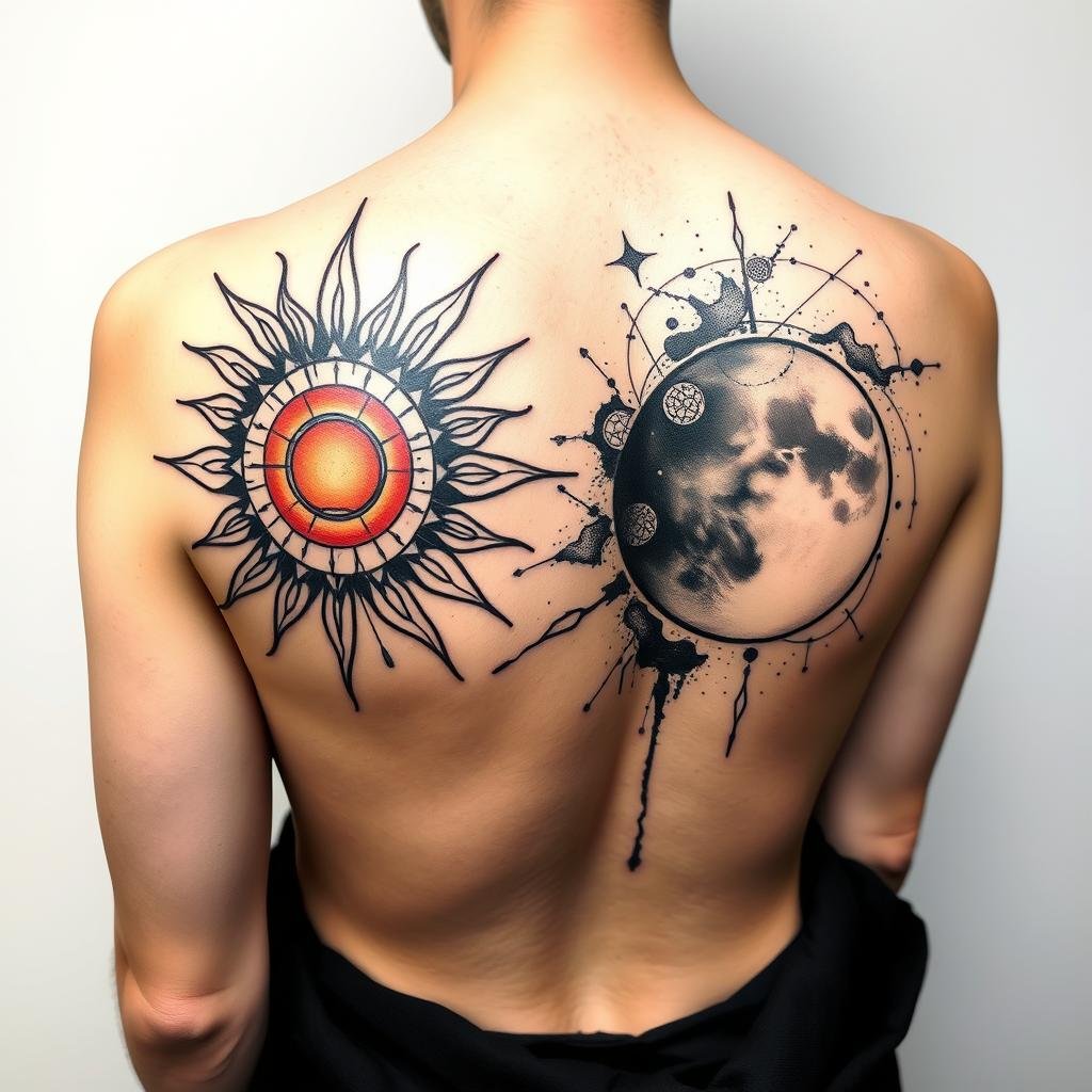 Y2K Tattoo Art Sun and Moon Design Y2K Tattoo Art Sun and Moon Design