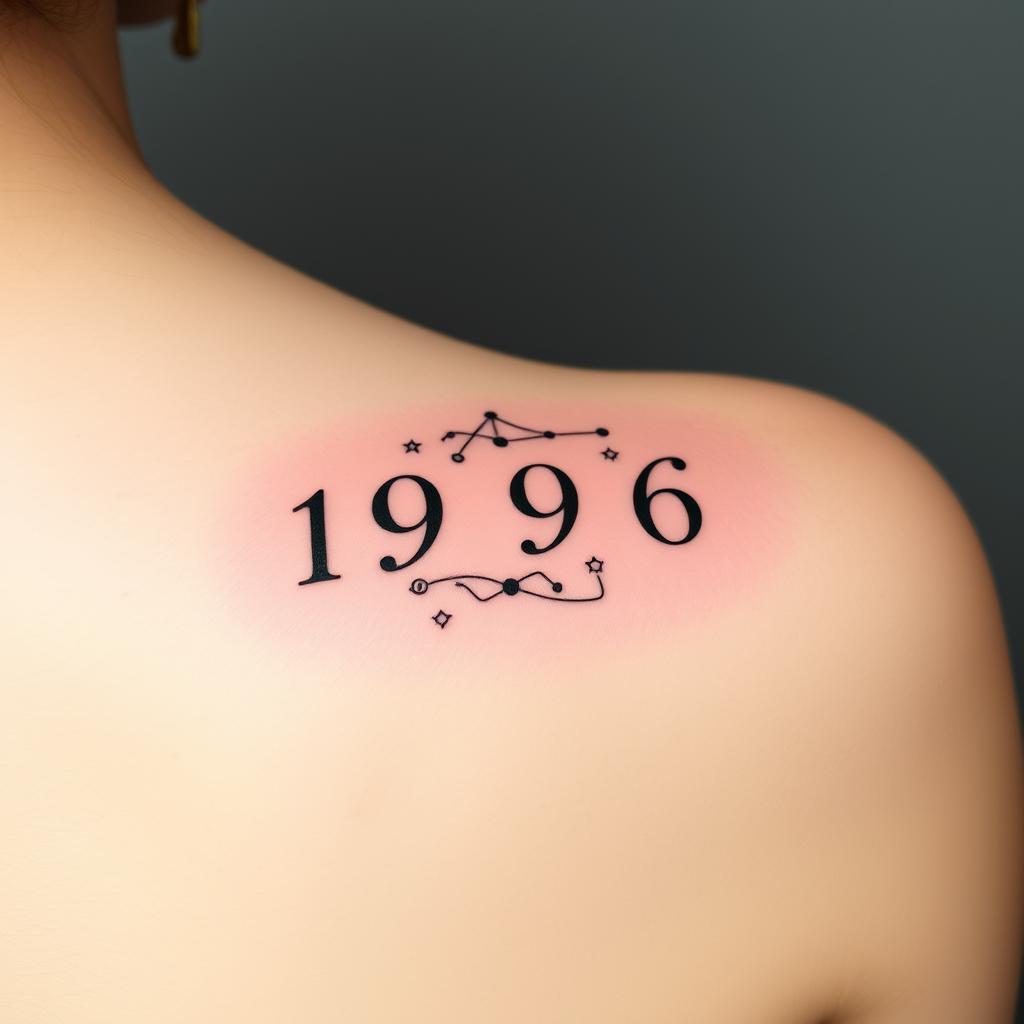 Zodiac Elements with Birth Year Tattoo