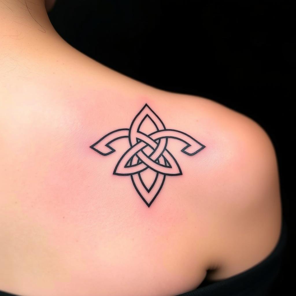 a small-sized Celtic tribal tattoo inspired by the 1998 style a small-sized Celtic tribal tattoo inspired by the 1998 style