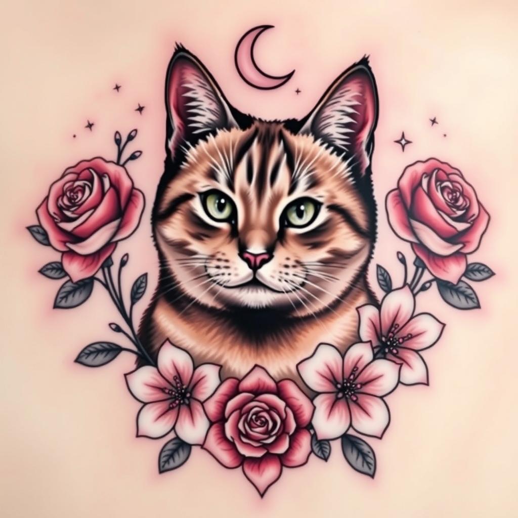 Cat Memorial Tattoo Design Cat Memorial Tattoo Design