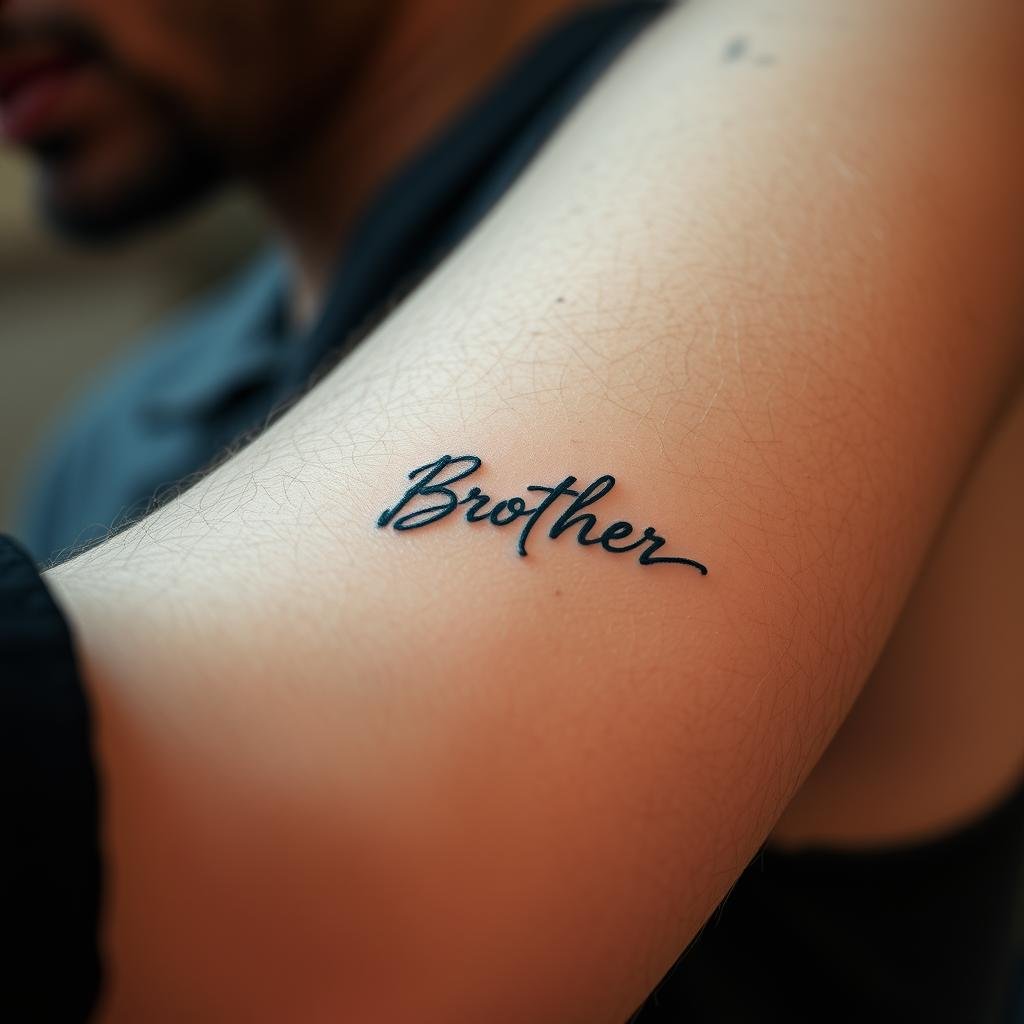 Commemorative tattoos for lost brother with handwriting