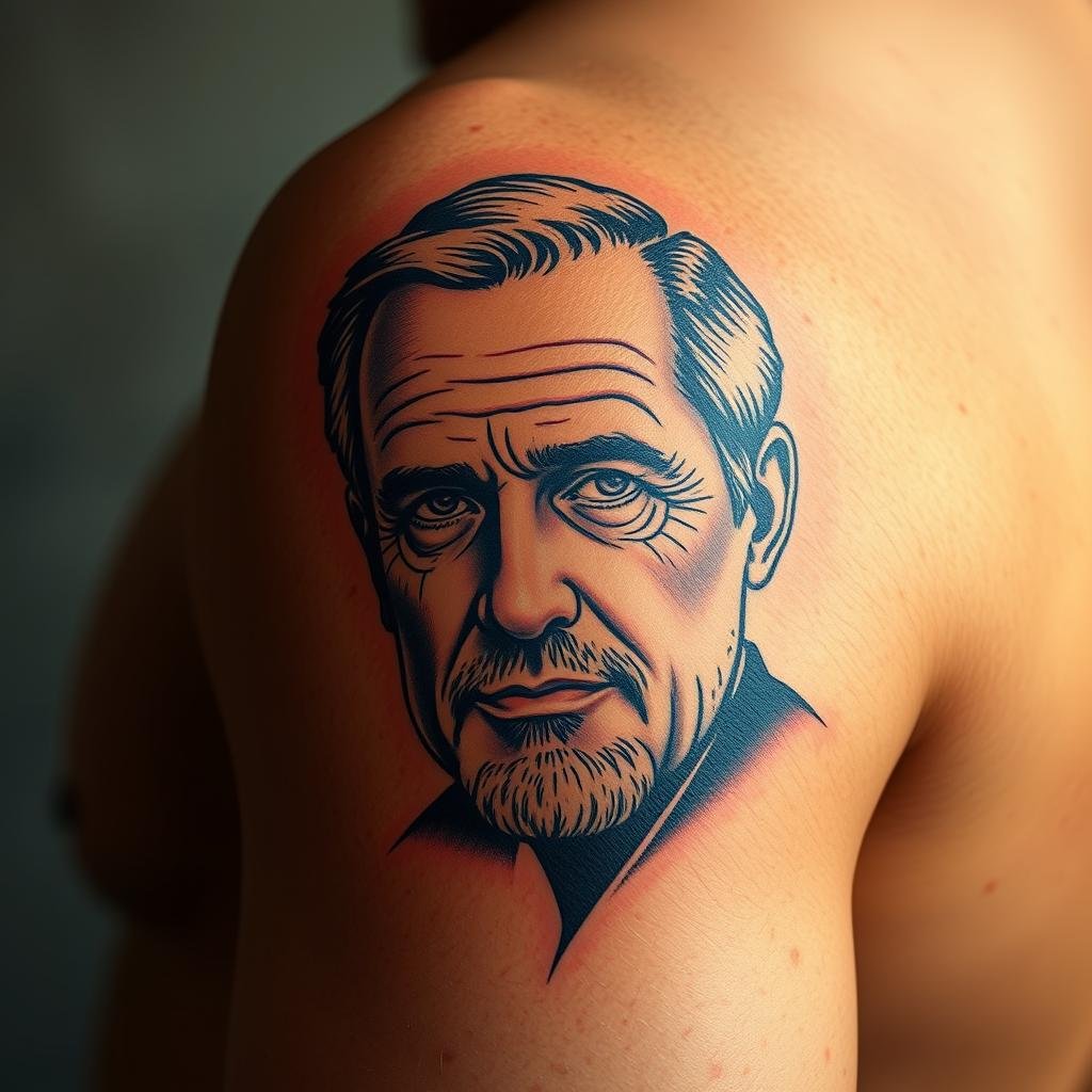 Dad Memorial Portrait Tattoo Design
