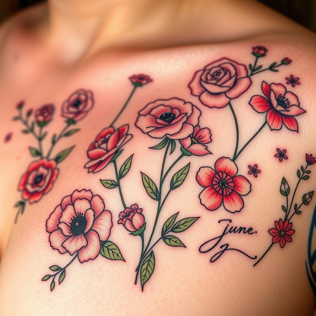 June Birth Flower Tattoo Designs with Names June Birth Flower Tattoo Designs with Names