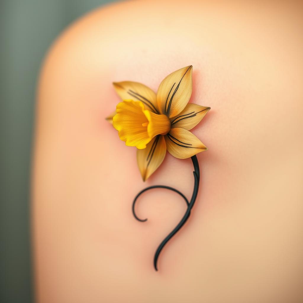 March Birth Flower Daffodil Tattoo Design
