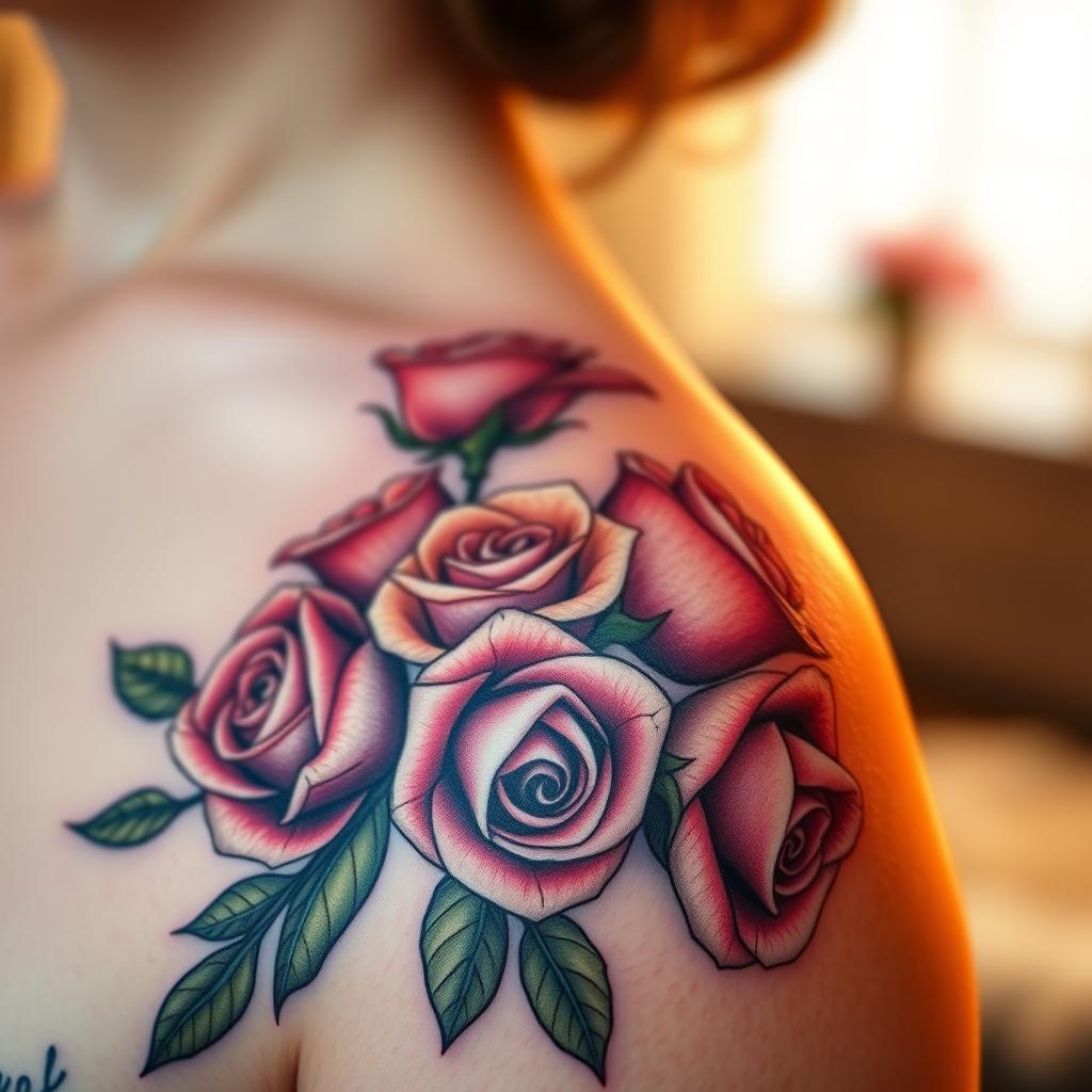 Memorial Tattoo Design with Roses Memorial Tattoo Design with Roses