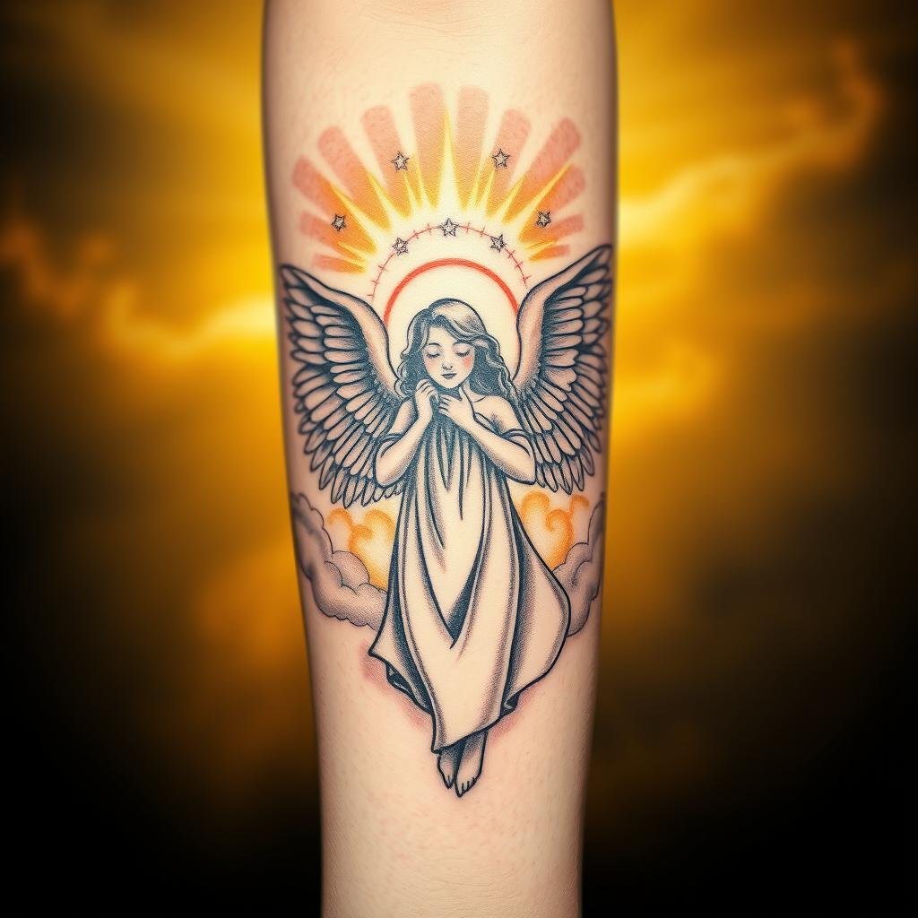 Memorial tattoo symbols for brother with angel wings