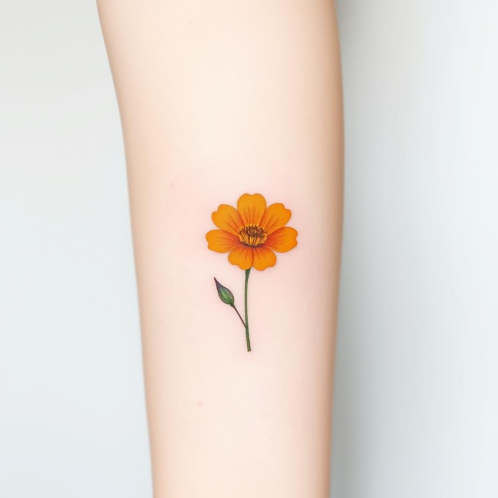 Minimalist Marigold Tattoo Design