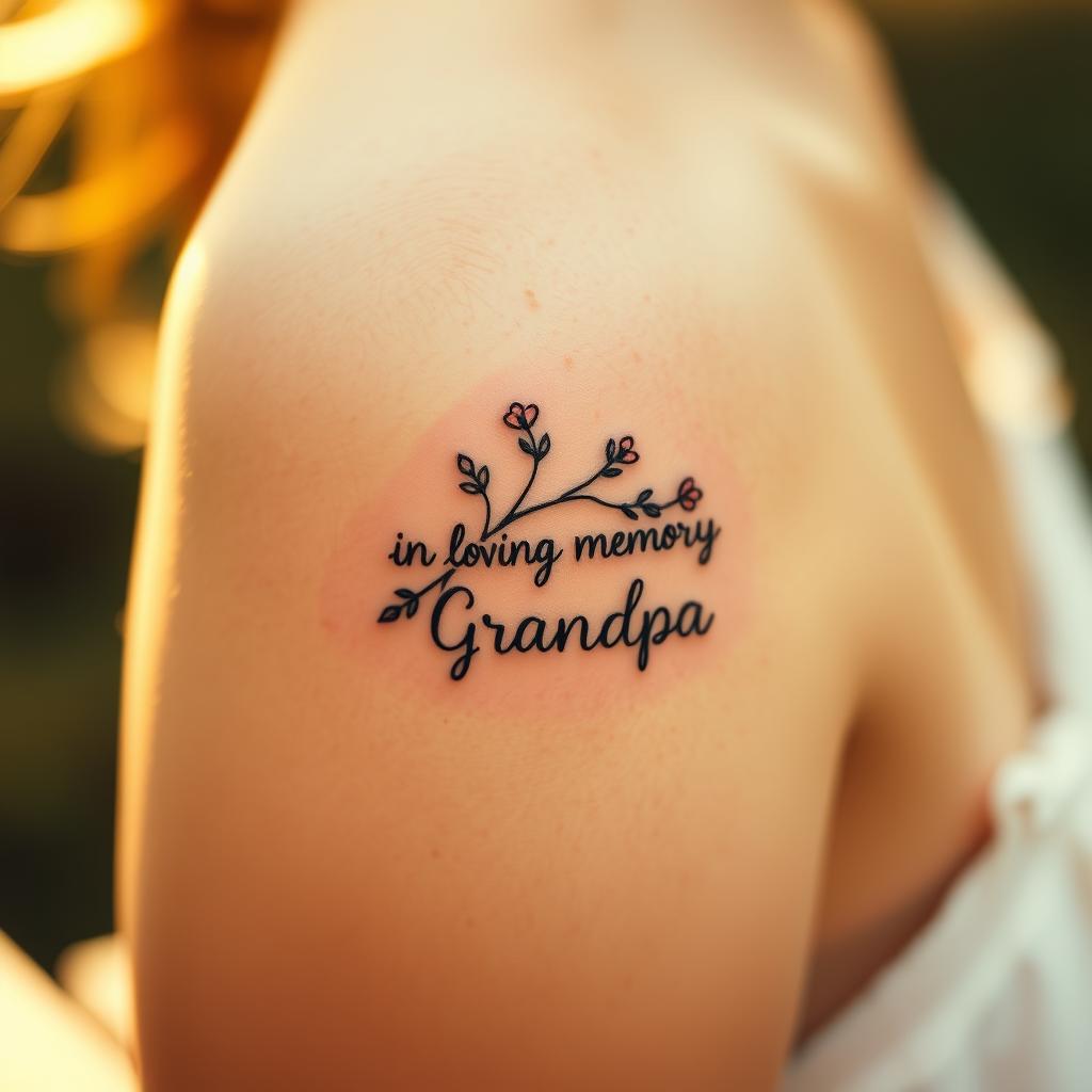 Small In Loving Memory Grandpa Tattoos with Nature Elements Small In Loving Memory Grandpa Tattoos with Nature Elements