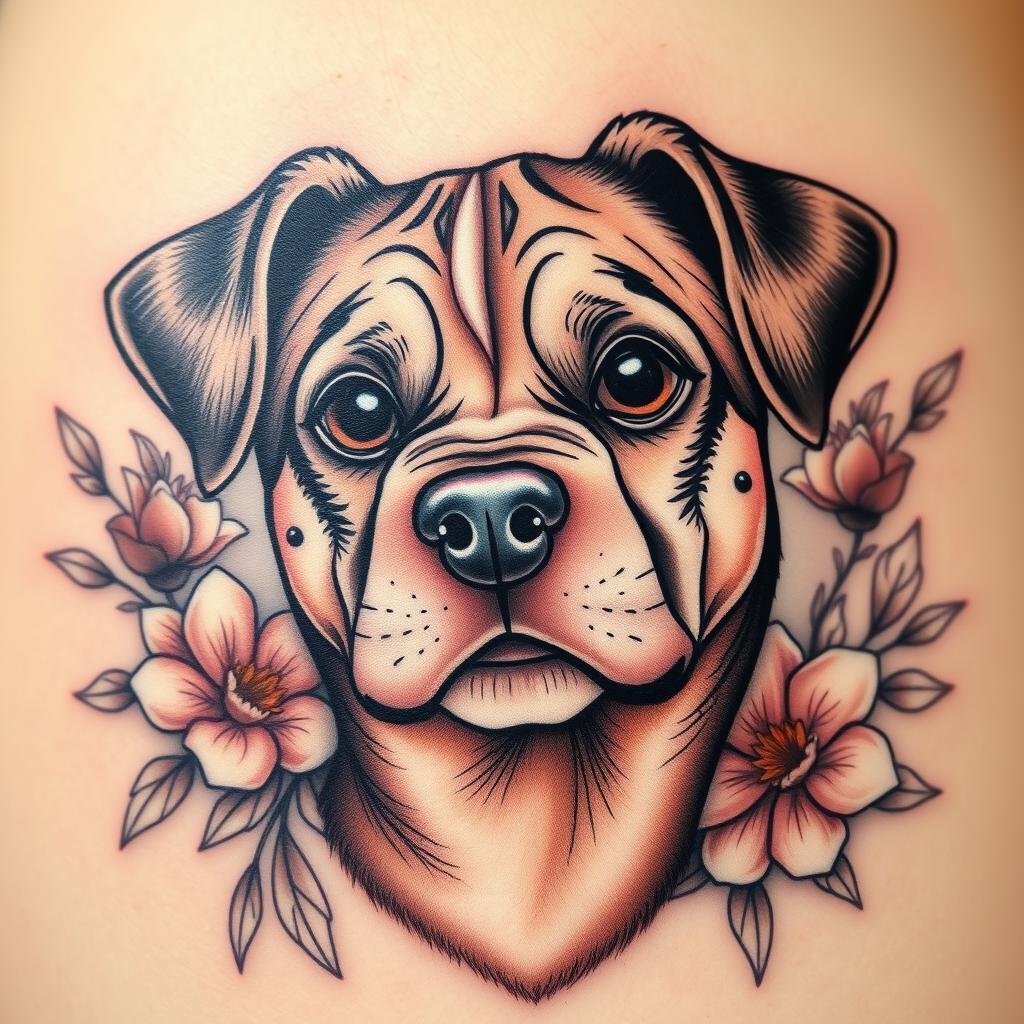 Unique Dog Memorial Tattoos Design