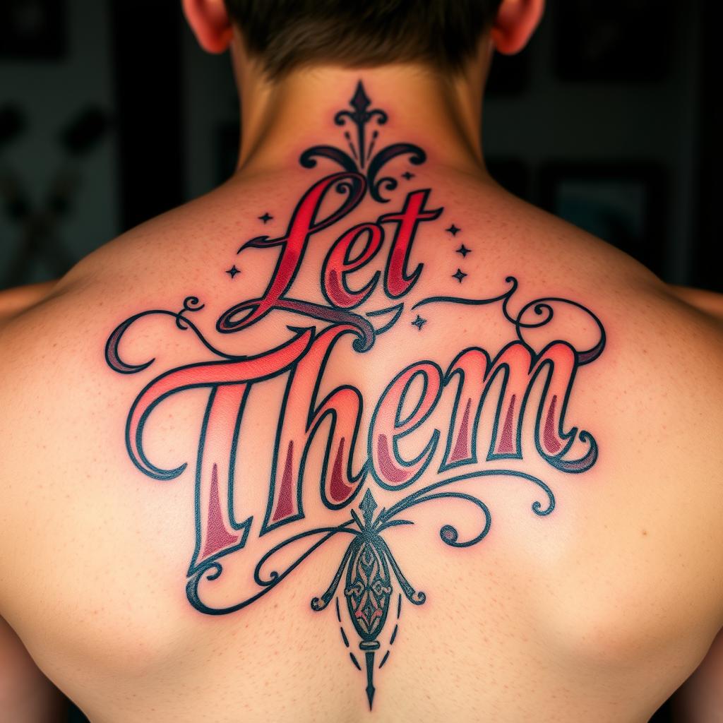 “Let Them” Neo-Traditional and  mix old-school tattoo word tattoo