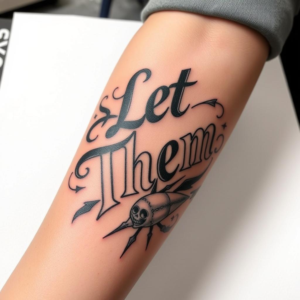 “Let Them” Neo-Traditional and  mix old-school tattoo word tattoo
