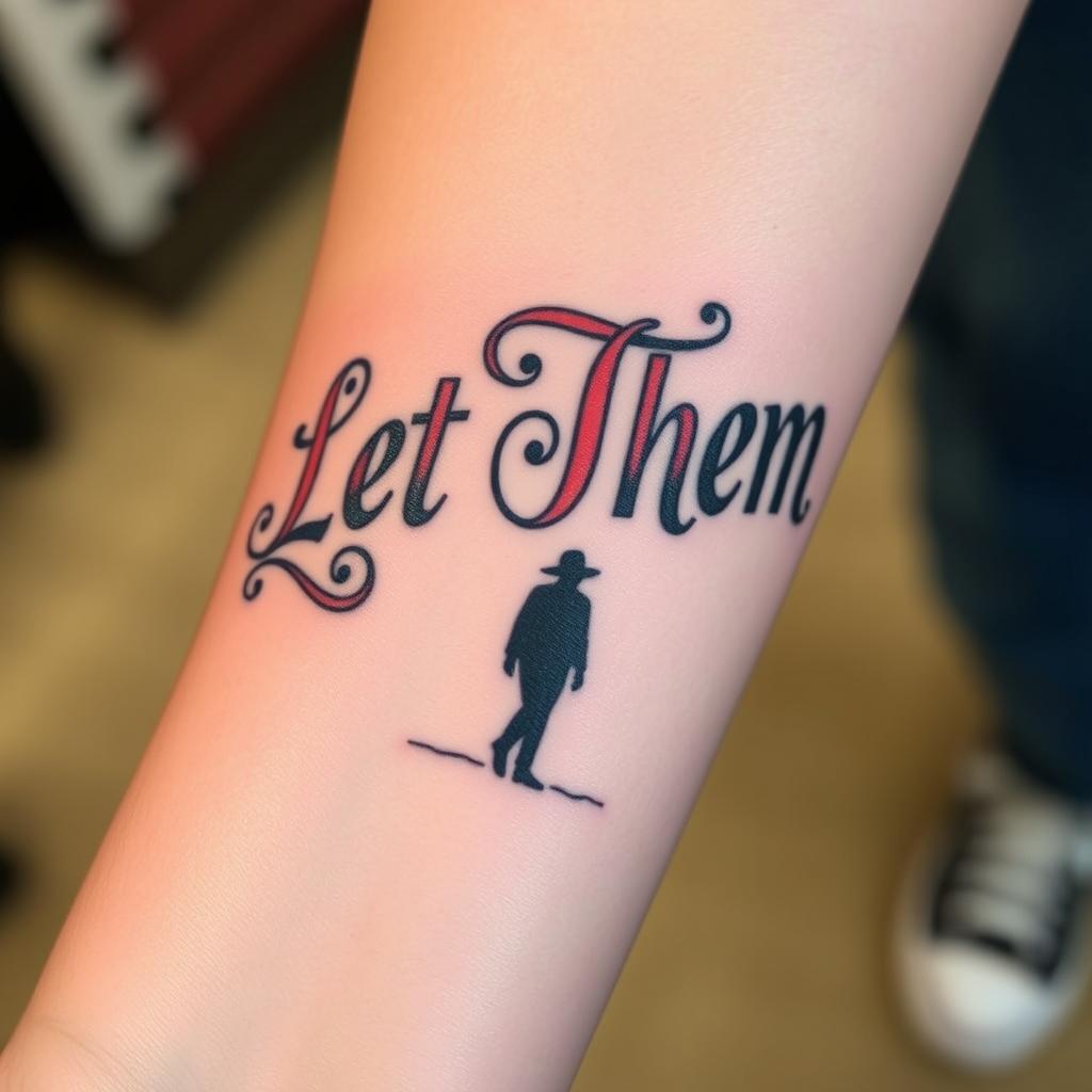 “Let Them” above a silhouette of a person walking away peacefully, forearm vertical close-shot