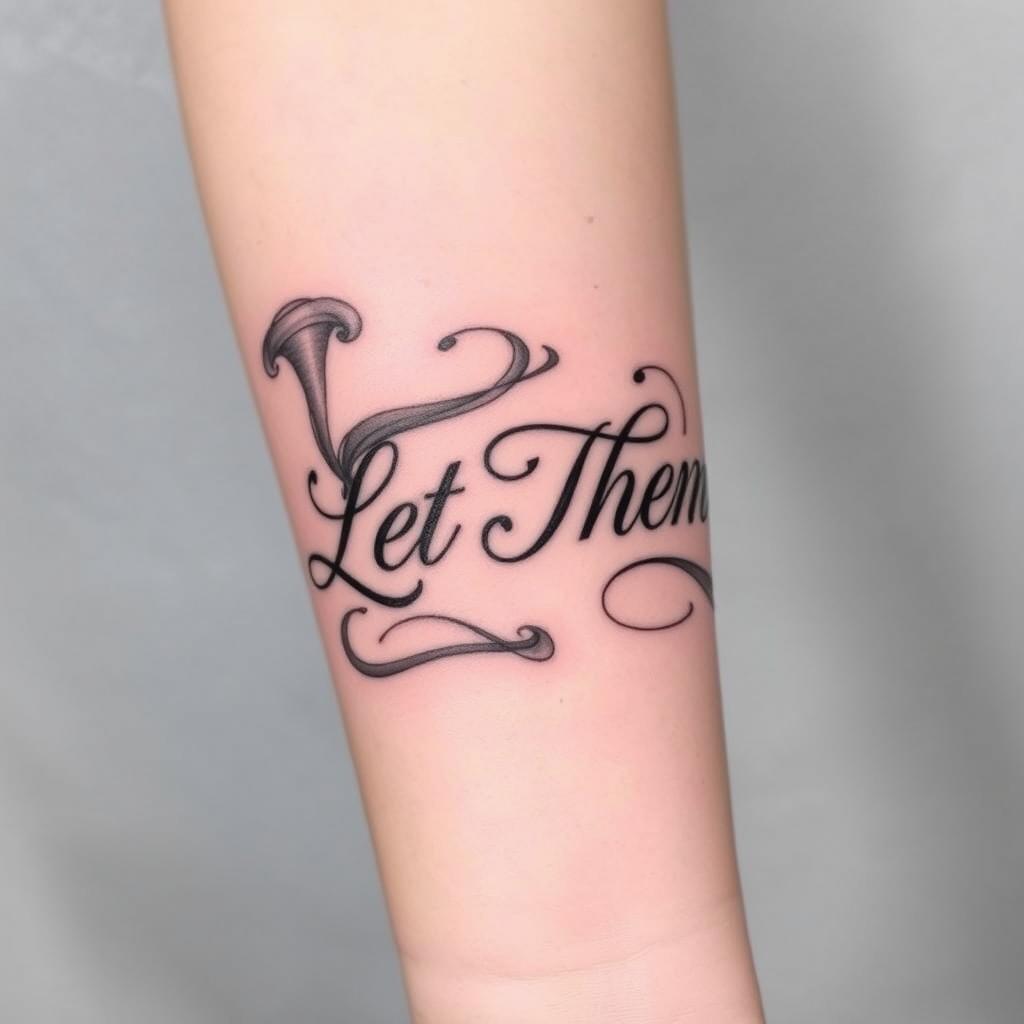 “Let Them” with abstract smoke-like flow around the text, forearm placement