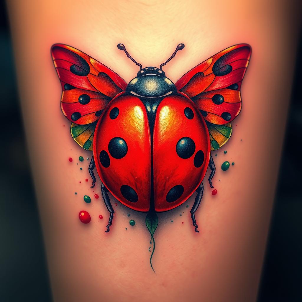 colorful ladybug tattoo colorful ladybug tattoo