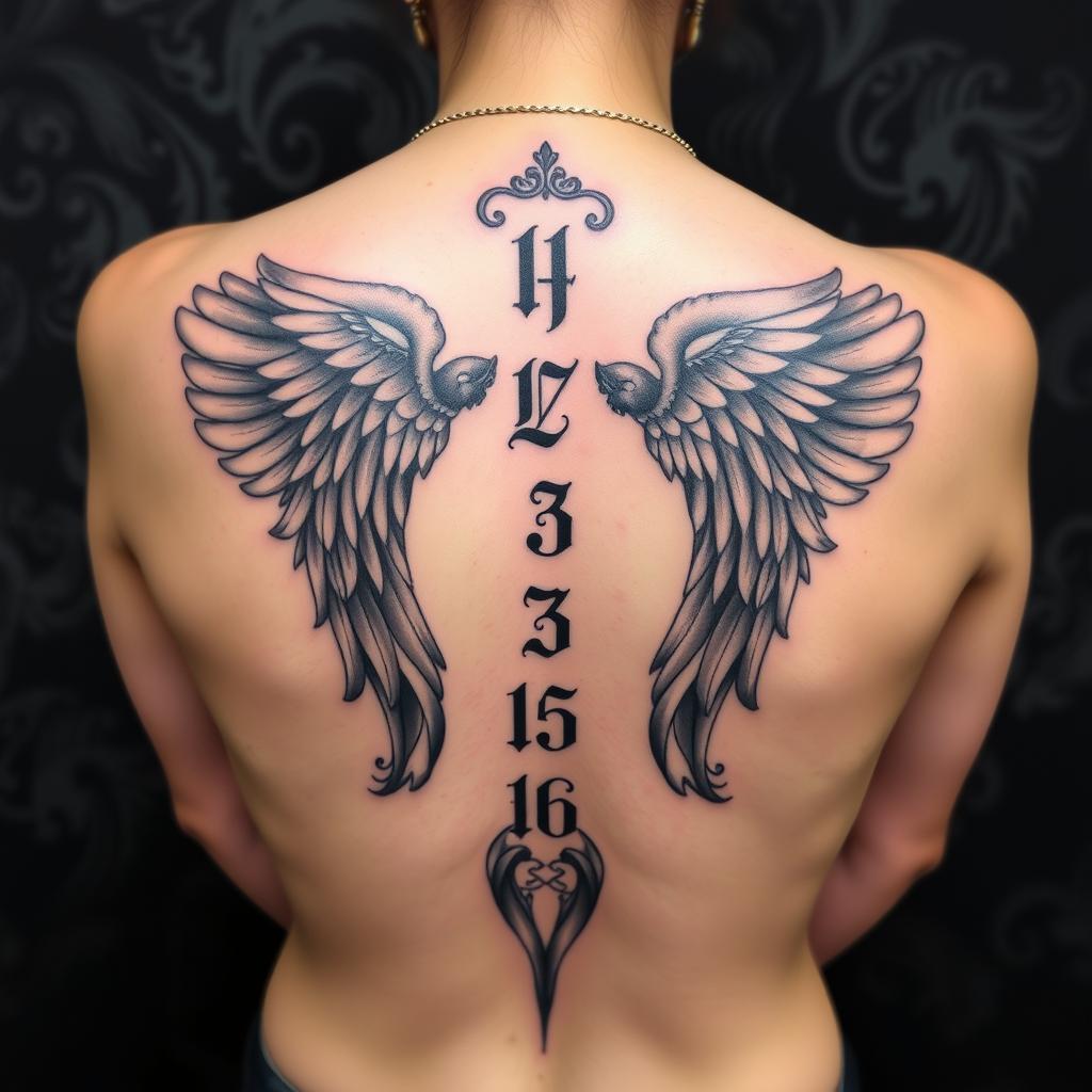 Spine and Back Angel Number Tattoos Spine and Back Angel Number Tattoos