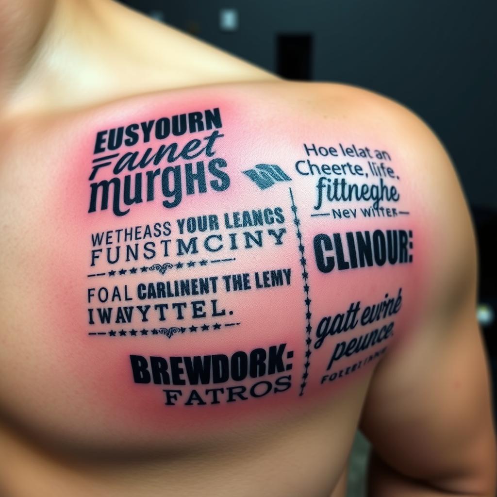 Motivational Fitness Phrases  design tattoo