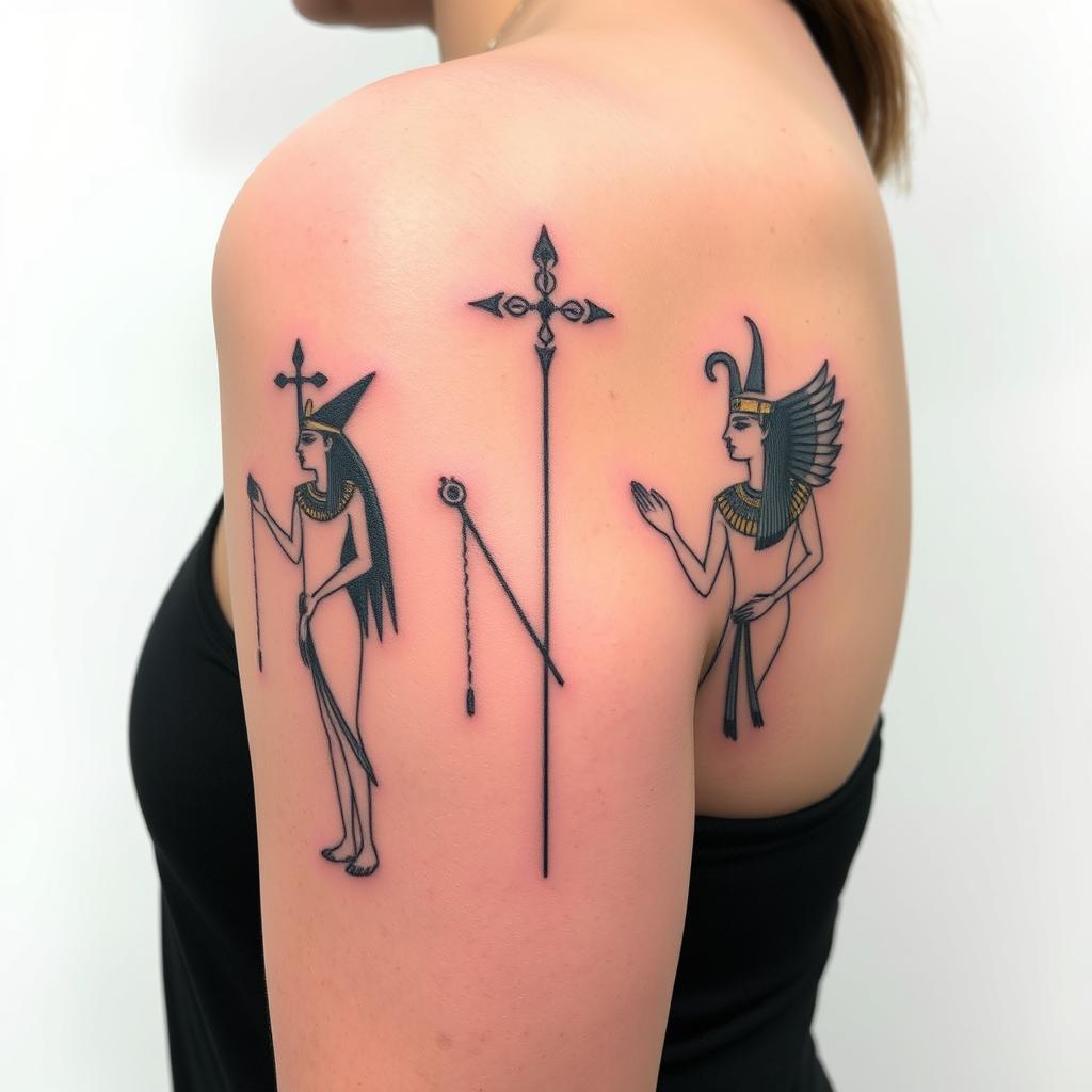 Minimalist Egyptian deity tattoos