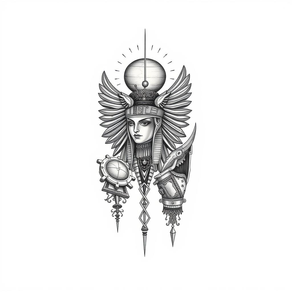 space in an Egyptian god sleeve tattoo