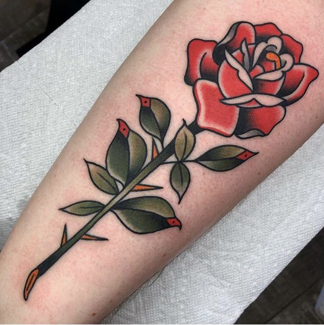 Traditional Rose Tattoo