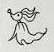 Dancing ghost with raised arms and a wavy hem.