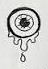 Staring eyeball with two drops hanging beneath it.