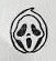 Ghostface mask peering from a dark hood with a long, open mouth.