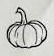Plump pumpkin with a curling stem and softly sketched ribs.