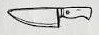 Small knife tattoo with a pointed blade and narrow outline.