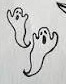 Two wavy ghosts floating past each other with their arms raised.